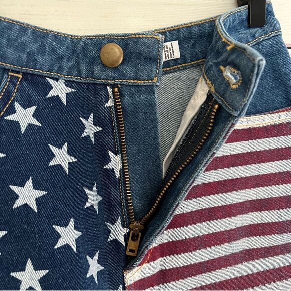 American Apparel American Flag Denim High Waist Mini Skirt - Picture 4 of 8